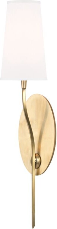 Rutland 1 helle Wandleuchte aus gealtertem Messing mit weißem Schirm - Hudson Valley