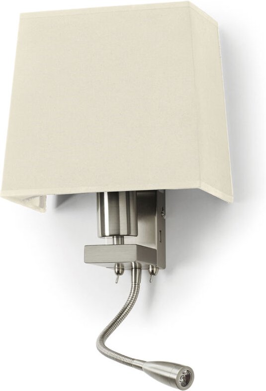 Wandleuchte Lesertilt Firenze Usb E27 60w+Led Smd 3w 240lm Cri80 3000k Satin-Nickel