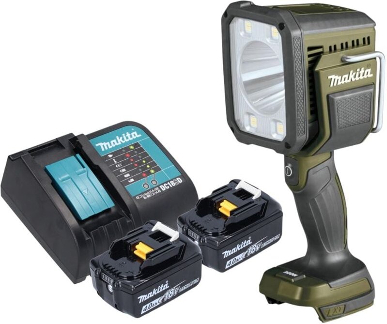 Dml 812 sm Akku Handstrahler 18 v 1250 lm led Olive Grün Outdoor Adventure Sonderedition + 2x Akku 4,0 Ah + Ladegerät - ...