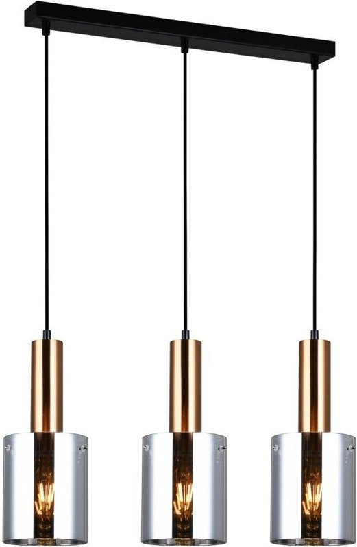 Sardo - Modernes hängendes Anhänger-Messing-3-Licht mit rauchigem Schatten, E27 - Italux