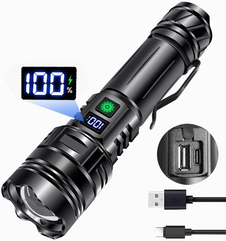 Sinbinta - Taschenlampe led Aufladbar Extrem Hell, 1500 Lumen Zoombare 5 Lichtmodi Mini led Taschenlampe Camping usb Auf...