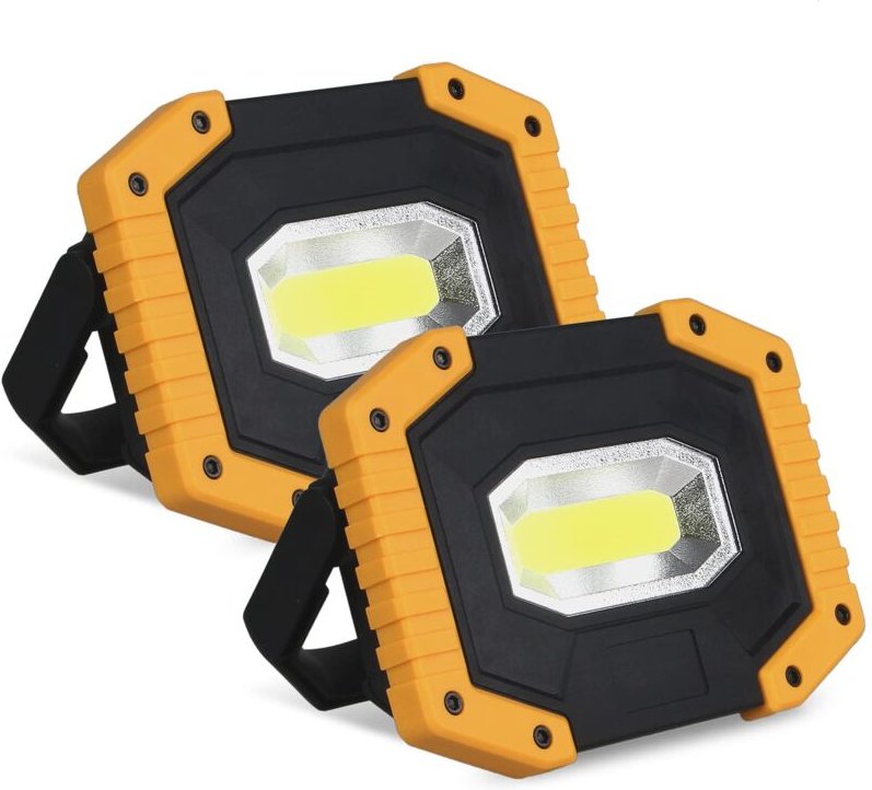 Aougo - Wiederaufladbares LED-Flutlicht, 30 w, 2000 lm, Baustellen-Flutlicht, Arbeitslicht mit 4-facher Batterie, 3 Modi...