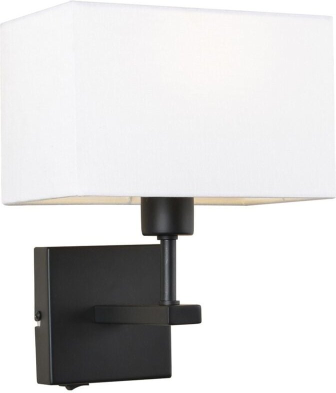 Thumbnail - Italux Norte - Moderne Nachttischlampe Schwarz Matt 1 Leuchte mit weißem, rechteckigem Schirm, E27