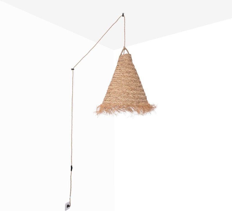 Barcelona Led - Naturfaser Pendelleuchte nam xl mit Schalter und Stecker