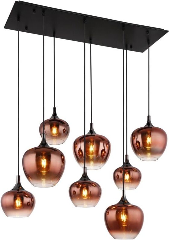 Pendelleuchte Hängelampe Esszimmerleuchte Glas kupfer schwarz-matt Wohnzimmer