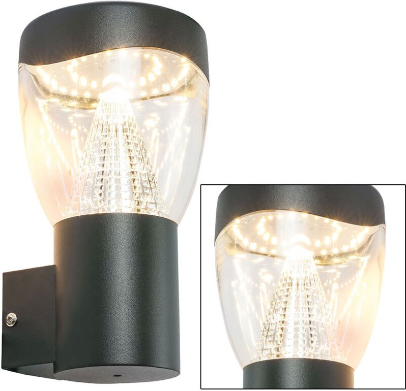 Led Außenleuchte Wandlampe Fassadenlampe Haustürleuchte Außenlampe, Aluminium Druckguss, anthrazit, IP44, 9,6 Watt 850lm...