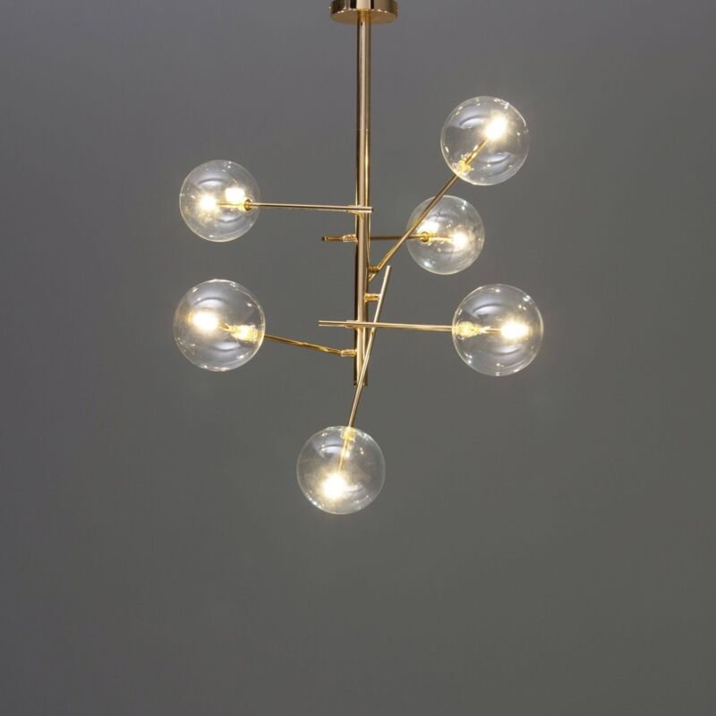 Aufhängung mit goldenen Armen und transparenten Kugeln - Zag