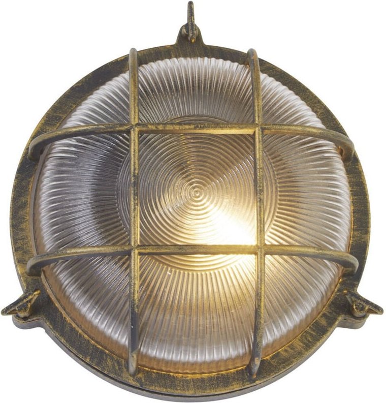 Bulkhead Außenleuchte, Schwarz-Gold-Aluminium, IP44