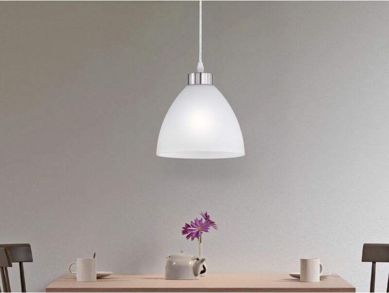 Pendelleuchte dallas einflammig Glas Lampenschirm Weiß, ø 20cm