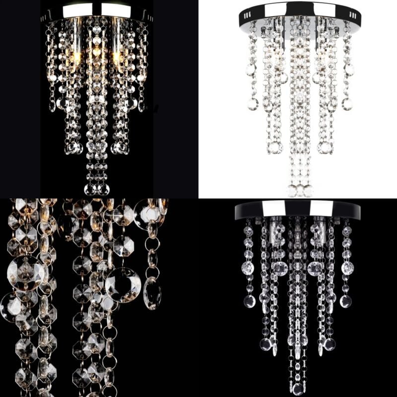 Thumbnail - Hängelampe edle Deckenlampe mit transparenten Kristallperlen - Pendelleuchte - Kronleuchter - Home & Living - Weiß