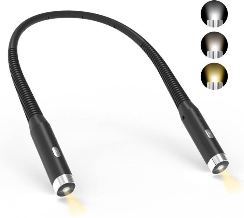 Wiederaufladbare Nackenleselampe, 3 Helligkeitsstufen, 360° faltbar, USB-LED-Leselampe für Reisen, Stricken und Camping ...