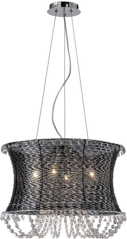 Inspired Lanzo Pendelleuchte rund 4-flammig E14 Schwarz Chrom/Kristall