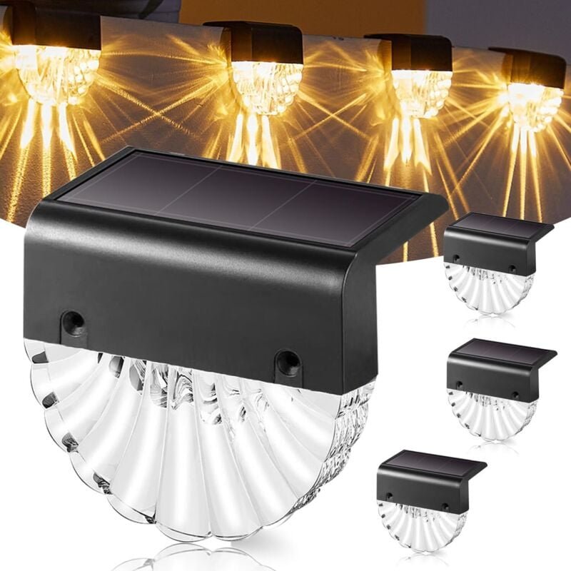 Solarbetriebene, wasserdichte LED-Gartenleuchten (4er-Set) für Terrasse und Treppe, 2 Modi: Warmweiß/Farbwechsel