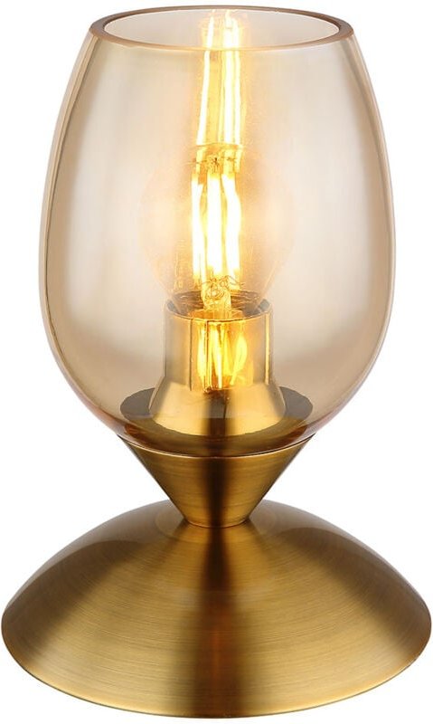 Thumbnail - Tischlampe Nachttischlampe Tischleuchte messing Touch Wohnzimmerlampe Glas amber