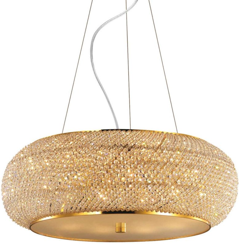 Pasha' - 10 Licht Decke Anhänger Gold mit Kristallen, E14 - Ideal Lux