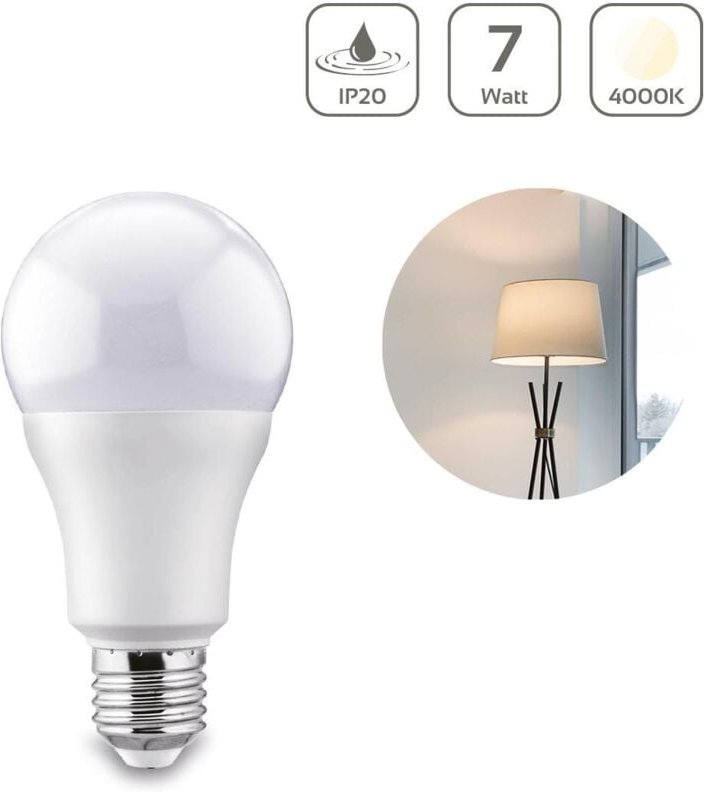 LED Lampe E27 7W A60 matt 610lm 210°Abstrahlwinkel - Lichtfarbe: Neutralweiß 4000K