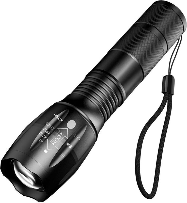 Aougo - Ultrastarke LED-Taschenlampe, 1000 Lumen, IPX5 wasserdichte taktische Lampe, zoombar, 5 Beleuchtungsmodi, stoßfe...