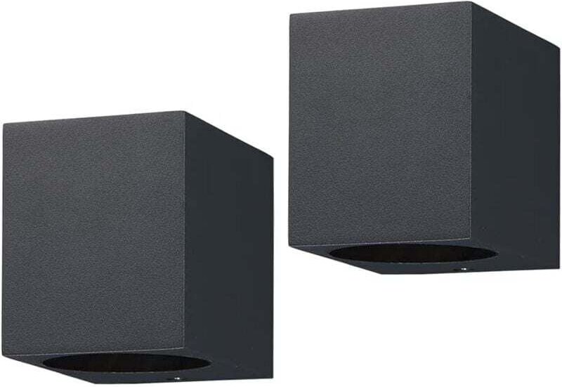 Lot de 2 Appliques Murales Extérieur GU10 Aluminium Gris Anthracite IP44 Étanche pour Jardin Terrasse Balcon