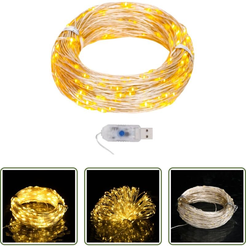 vidaXL Dekoration - LED-Lichterdraht 40 m 400 LED Warmweiß 8 Funktionen