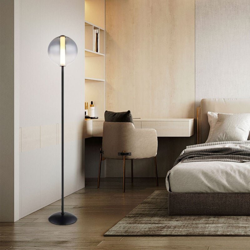 Thumbnail - Stehlampe Stehleuchte Standlampe Glaskugel rauch Wohnzimmerlampe led h 152 cm