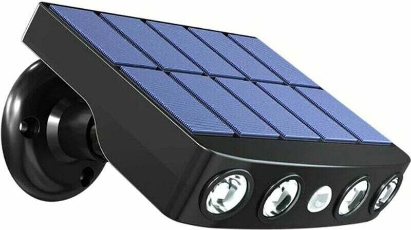 Wasserdichte Solarlampe für den Außenbereich mit Bewegungsmelder – Hochwertiges Schnellladepanel – 4 kaltweiße COB-LEDs