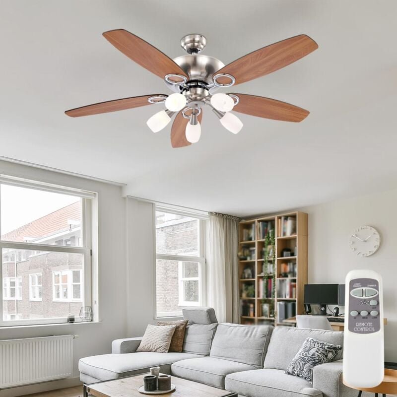 Deckenventilator mit Beleuchtung und Fernbedienung 3 Stufen Zugschalter Dimmfunktion 130 cm