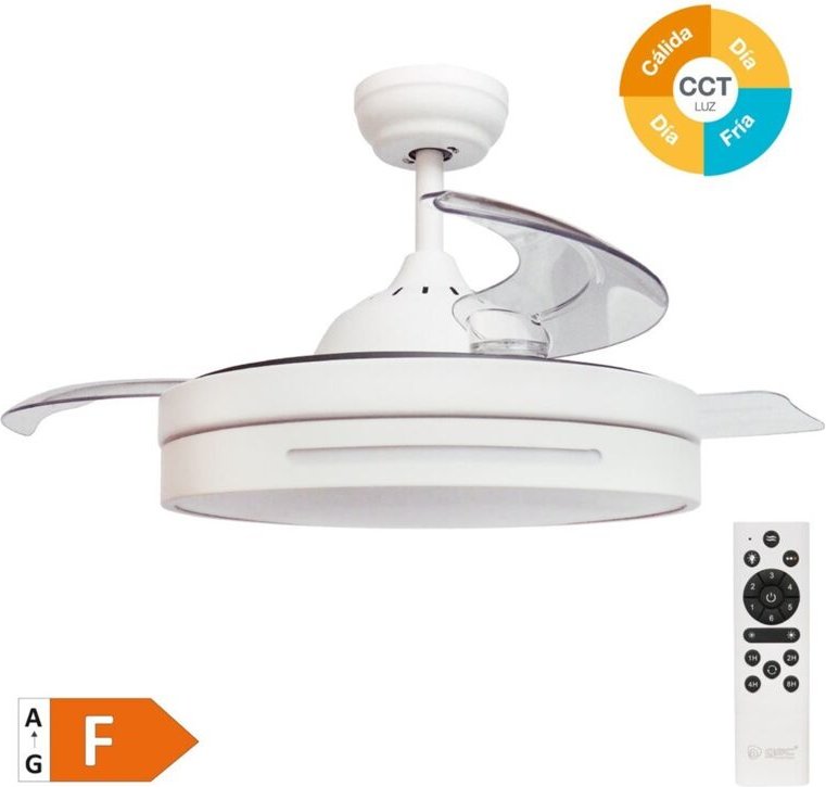 Deckenventilator "Buccheri" mit dimmbarem LED-Licht und Fernbedienung (36W 3CCT 3547lm mit einziehbaren Flügeln) weiß