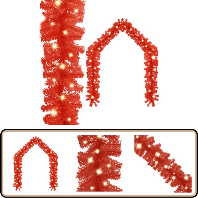 Weihnachtsgirlande mit LED-Lichtern 20 m Rot - Weihnachtsdeko - Lichterkette - LED-Beleuchtung - Christbaumschmuck - Fes...