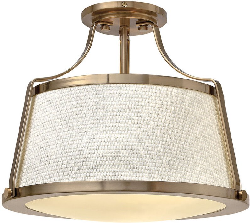 Thumbnail - Elstead - Charlotte - 3 Light Semi Flush Deckenleuchte Gebürstetes Karamell, E27