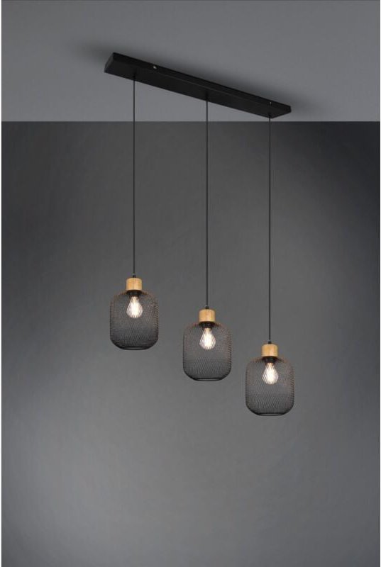 Aufhängung Calimero 3xE27 Black Metal Mesh L80 cm Trio Lighting