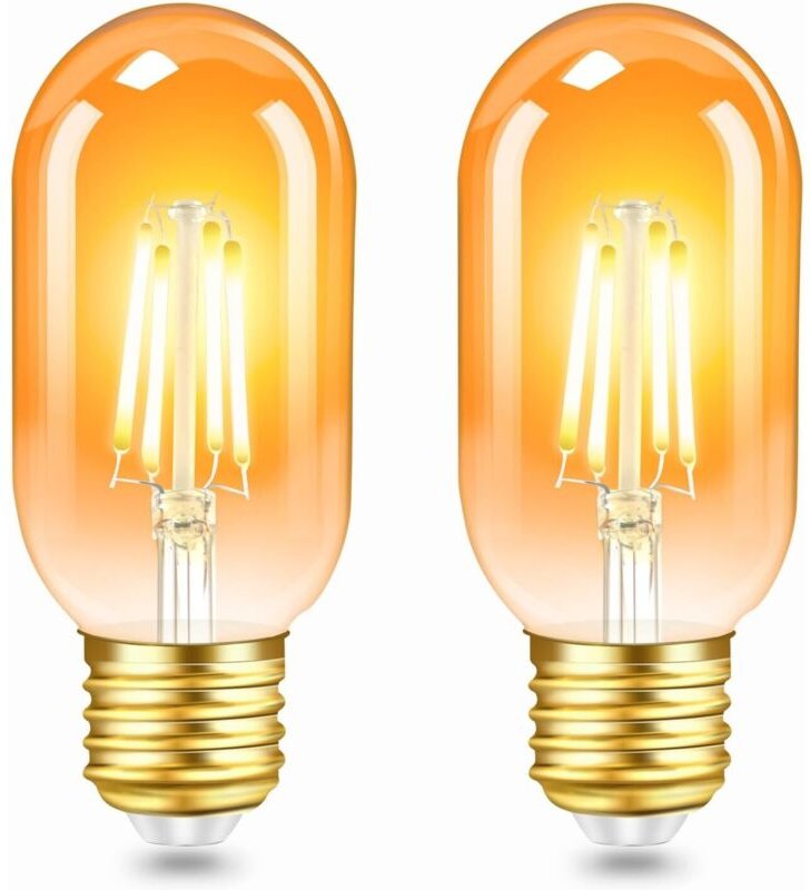 2er-Pack Vintage Edison E27 LED-Lampen, 4 W, bernsteinfarbenes Glas, warmweiß 2200 K, entspricht 40 W Glühlampe, 400 lm,...
