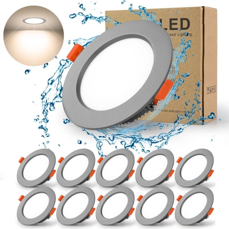 Ultraflache schwarze LED-Einbaustrahler, 5 w, 230 v, IP44, 500 Lumen, 10 Stück, kaltweiß, Deckeneinbaustrahler, 6000 k, ...