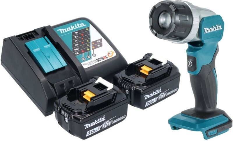Dml 808 rf Akku Handstrahler 14,4 / 18 v 190 lm led + 2x Akku 3,0 Ah + Ladegerät - Makita