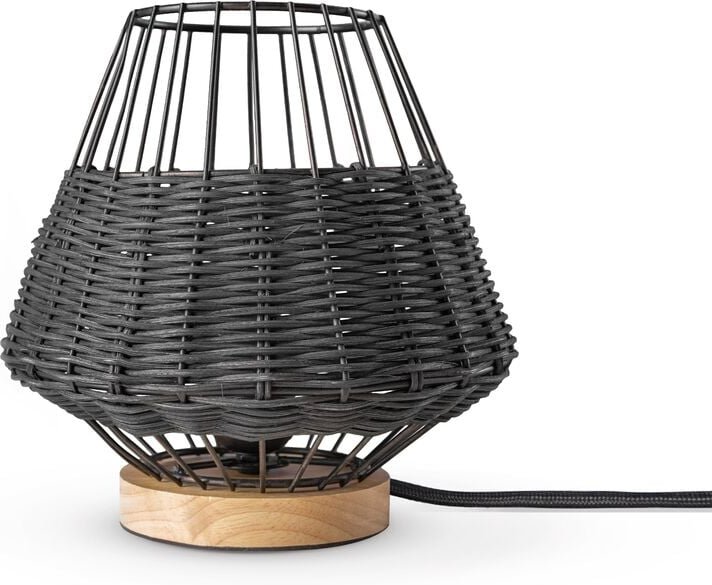 Rattan Pendelleuchte Wohnzimmer Tischleuchte Boho Käfig Lampe Nachttisch Metall Schwarz (Ø21 cm), Tischleute - Typ 6 - P...
