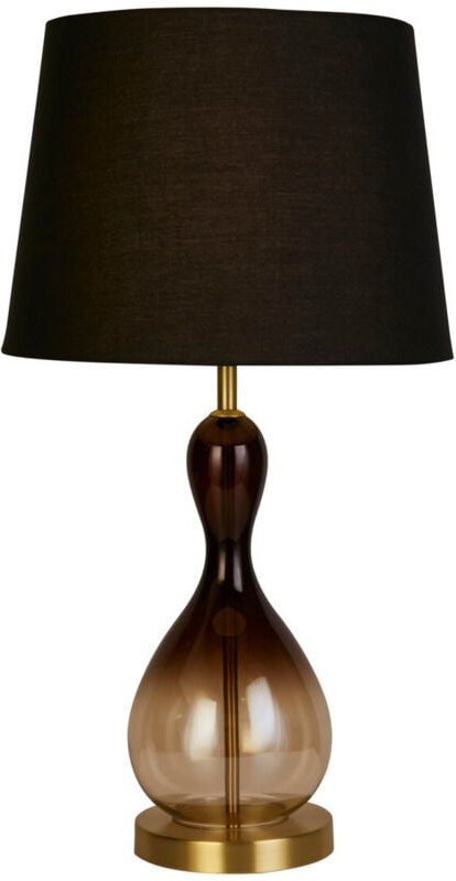 Searchlight Marakesh Tischlampe mit 1 Licht, satiniertes Messing, Metall, schwarzes Ombre-Glas