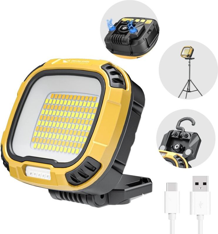 Shark Arbeitsleuchte, 4000 lm, LED-Inspektionslampe, 18 Lichtmodi, wasserdicht, 4000 mAh, wiederaufladbar, tragbare COB-...