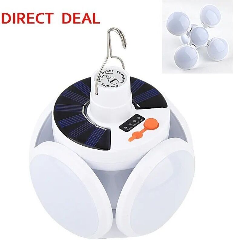 Tragbare, faltbare, solarbetriebene LED-Lampe, wasserdicht und als Notbeleuchtung für den Außenbereich geeignet, mit USB...