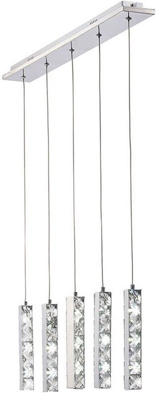 Inspired Galaxy Lineare Pendelleuchte mit 5 Tropfen, 15 W, LED, 6000 K, poliertes Chrom, Kristall