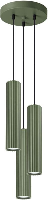 Sollux Karbon Minimalistische Cluster Drop Pendelleuchte 3 Licht Olivgrün