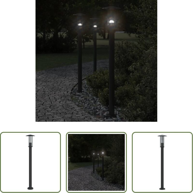 Außenbeleuchtung - Wegeleuchte Schwarz 100 cm Edelstahl