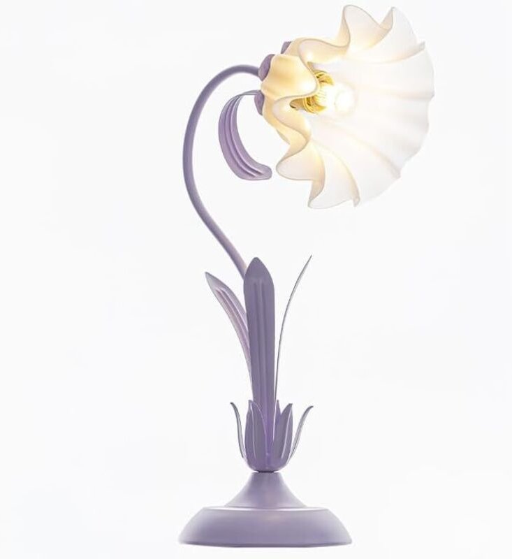 Grüne Tischleuchte mit Blumenmuster, kleine, bionische Tischleuchte mit Blumenmuster und Glasschirm, Maiglöckchenlampe f...