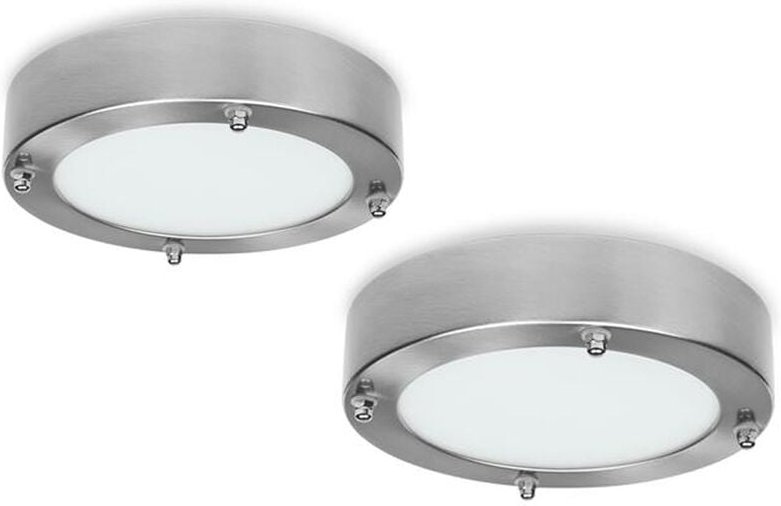 Smartwares - led Deckenleuchten im 2er set fürs Bad aus gebürstetem Stahl & Glas, ø 28 cm