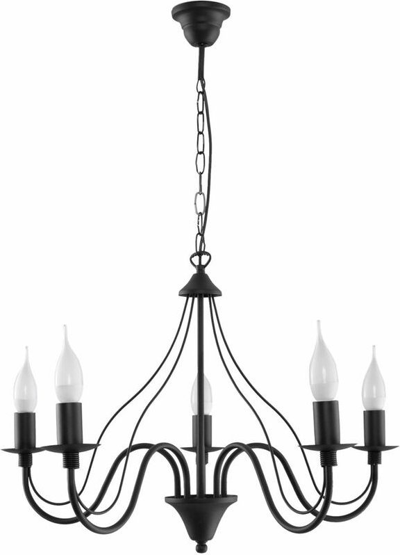 Licht-erlebnisse - Kronleuchter Rustikal Schwarz 5-armig E14 Esszimmer Wohnzimmer