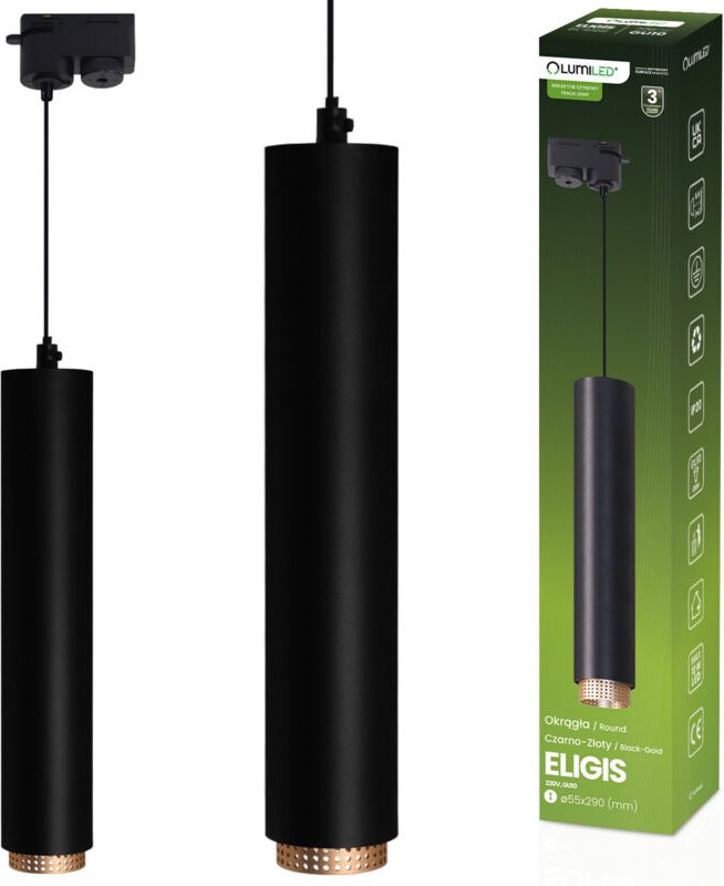 Deckenhängeleuchte 29 cm Spot GU10 LED ELIGIS Schwarz LUMILED