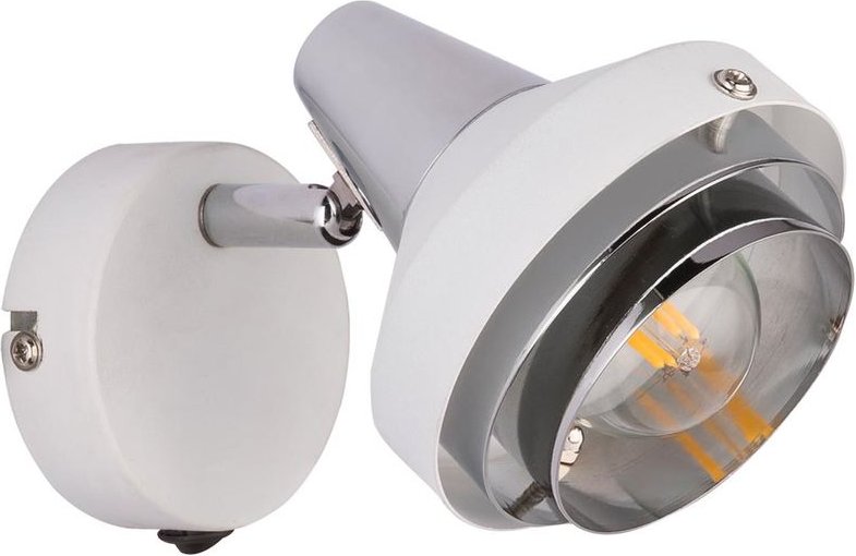 Wandlampe Wandleuchte Spotlampe Spotstrahler Flurleuchte, Spot beweglich Schalter, Metall Chrom, E14 Fassung, BxHxÜ 10x1...