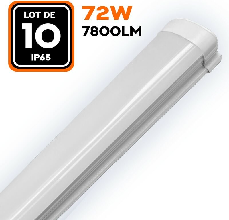 10er-Pack Led-Leisten 72w 7800lm 120cm Wasserdicht Ip65 Neutralweiss