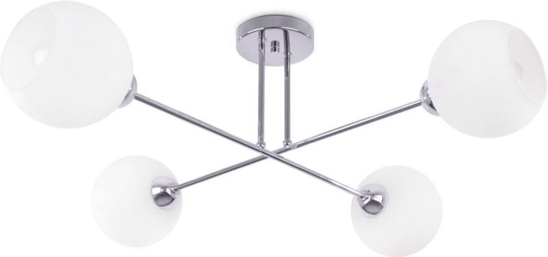 Asturia Deckenleuchte Chrom 4-Platten Weisser Lampenschirm E27