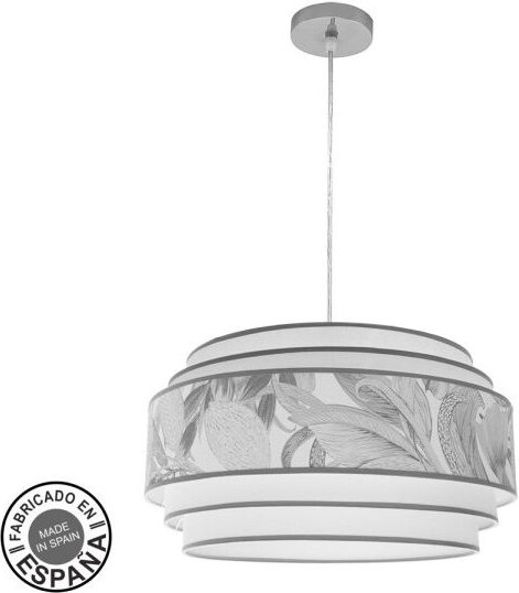 Abrila akunadecor Pendel Modell Camerun Grau Blatt Detail mit Lampenschirm