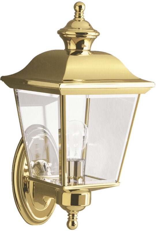 Elstead - Bay Shore - 1 leichte mittlere Außenwandlaterne aus poliertem Messing IP44, E27