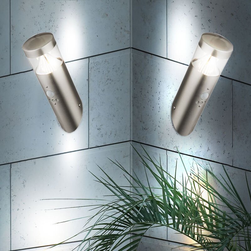LED Außenwandleuchte Bewegungsmelder Fackellampe Fassadenleuchte Wandlampe Edelstahl Haustürlampe, 7W 450lm warmweiß, Lx...